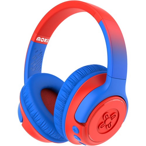 MOKI MIXI KIDS HEADPHONES Volume Limited Bluetooth Blue and Red